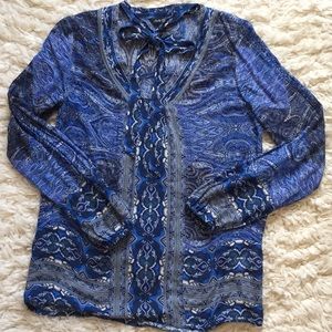 Lucky Brand blue paisley flowy top